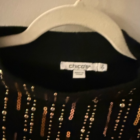Chico's Black Embellished Mockneck Sweater - Picture 2 of 4